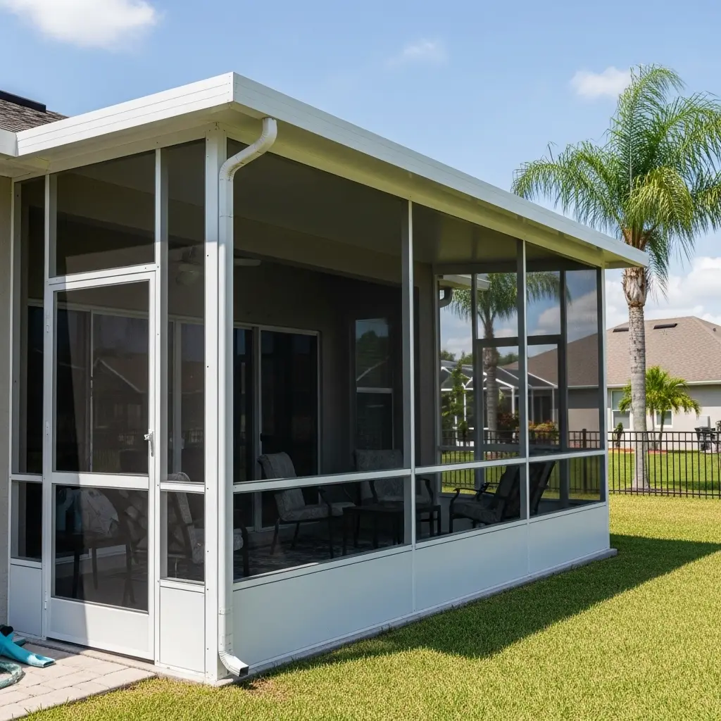 custom aluminum lanai enclosure in Fort Pierce, FL with durable white frame